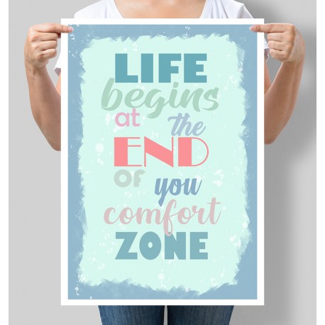 Постер мотивуючий Life begins at the end of you comfort zone