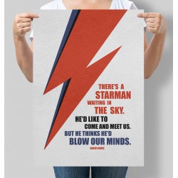 Постер з цитатою Девіда Боуі There's a starman waiting in the sky. David Bowie