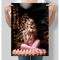 Фотопостер Дівчина з тістечками