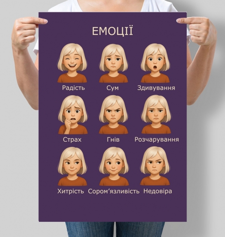 Навчальний постер для дитсадка Емоції