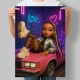 Постер в стилі ляльки Bratz Дівчина на рожевому авто