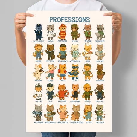 Навчальний постер для дитсадка Professions Професії англійською