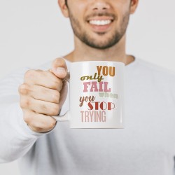 Чашка з мотиваційним слоганом You only fall when you stop trying