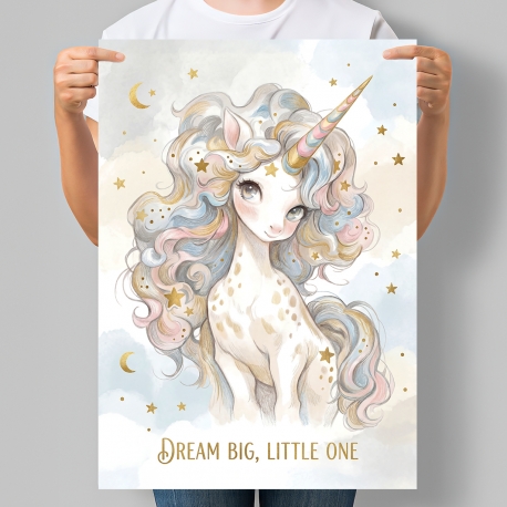 Дитячий постер з єдинорогом Dream Big, Little One
