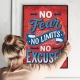 Постер мотиваційний No Fear No Limits No Excuses